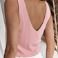 V Neck Rib Textured Tank Top