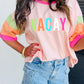 VACAY Printed Color Block Half Sleeve Graphic T Shirt