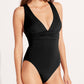 Deep V Neck Crossover Backless Ruched High Cut Monokini