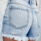 Distressed Ripped Raw Hem High Waist Denim Shorts