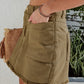 Brown High Waist Pocketed Frayed Hem Mini Denim Skirt