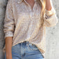 Gold Sequin Collared Bust Pocket Buttoned Shirt