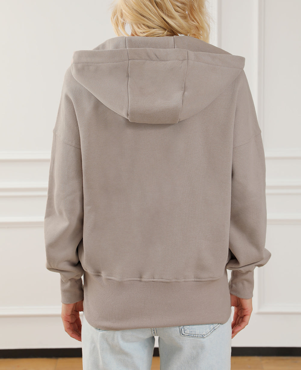 Mineral Wash Full Zip Drawstring Hoodie