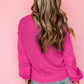 Ruffled Eyelet Bubble Sleeve Sweater