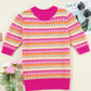 Striped Knitted Short Sleeve Sweater Top