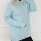 Ribbed Patch Pocket Cowl Neck Tunic Sweater