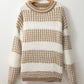 Stripe Drop Shoulder Round Neck Loose Sweater