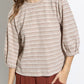 Striped Print Bracelet Sleeve Crew Neck Top