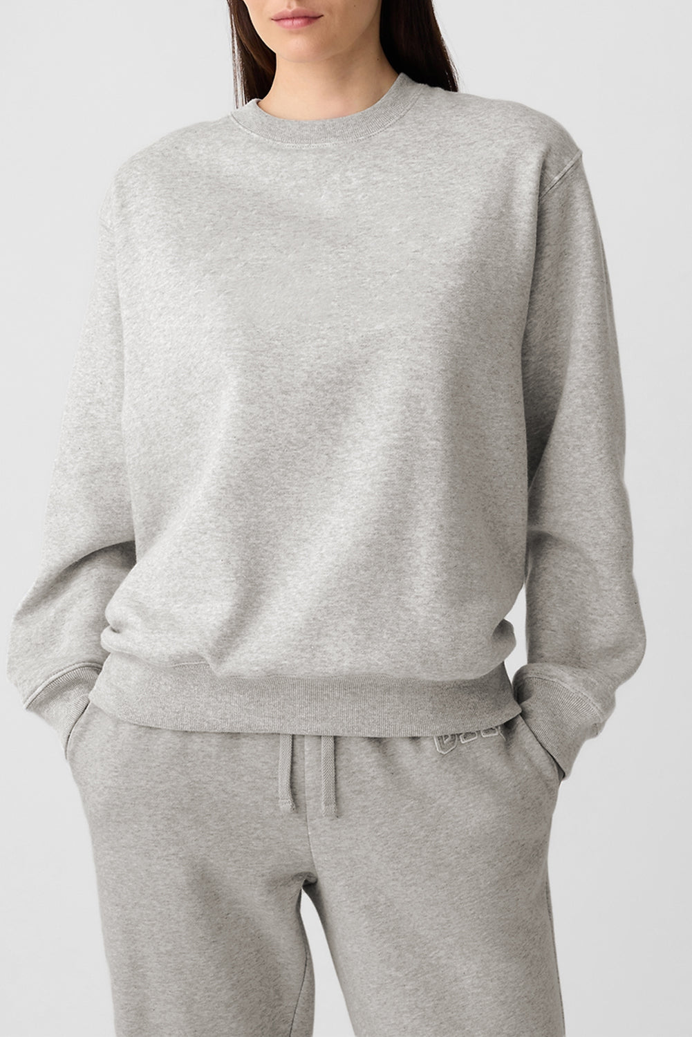 Plain Drop Shoulder Crewneck Pullover Sweatshirt