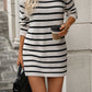 Stripe Long Sleeve High Neck Sweater Dress