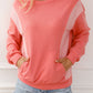 Contrast Patchwork Kangaroo Pocket Sweatshirt