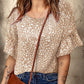 Leopard Spotted Ruffle Sleeve T-Shirt
