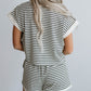 Stripe Contrast Edge Tee and Shorts Set