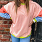 Plus Size Colorblock Patchwork Crew Neck Sweatshirt
