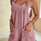 Adjustable Straps Pocketed Textured Romper