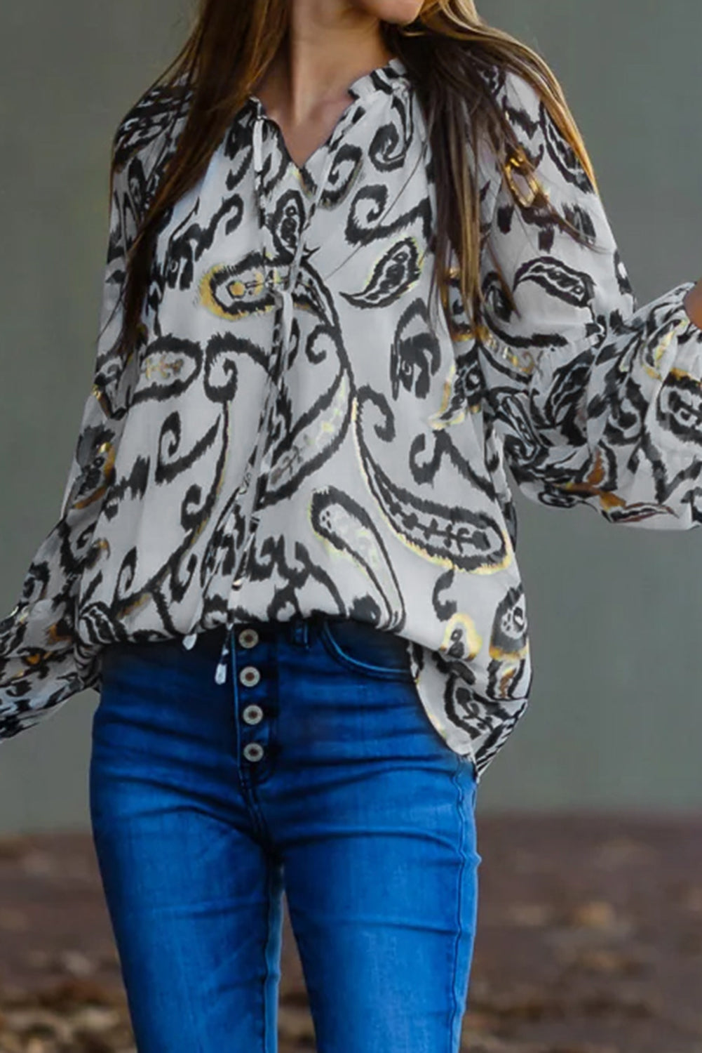 Boho Flower Print Casual Blouse