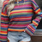 Multicolor Jacquard Geo Long Sleeve T Shirt