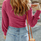 U Neck Textured Long Sleeve Top