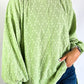 Solid Color Textured Side Split Crew Neck Blouse