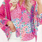 Floral Allover Print Buttoned V Neck Oversized Shirt