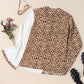Leopard Contrast Half Button Casual Blouse