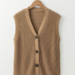 V Neck Buttoned Front Sweater Vest