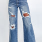 Acid Wash Distressed Wide Leg High Waist Jeans