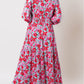 Floral Print Smocked Lantern Sleeve Tiered Maxi Dress