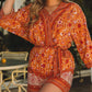Boho Floral Wrap V Neck Tie Waist Romper