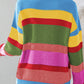 Colorblock Mixed Textured Drop Shoulder Sweater