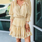 Leopard Shirred Puff Half Sleeve Ruffled Mini Dress