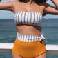 2pcs Contrast Striped Tie High Waist Bikini Swimsuit