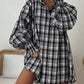 Bishop Sleeve Plaid Oversized Shirt