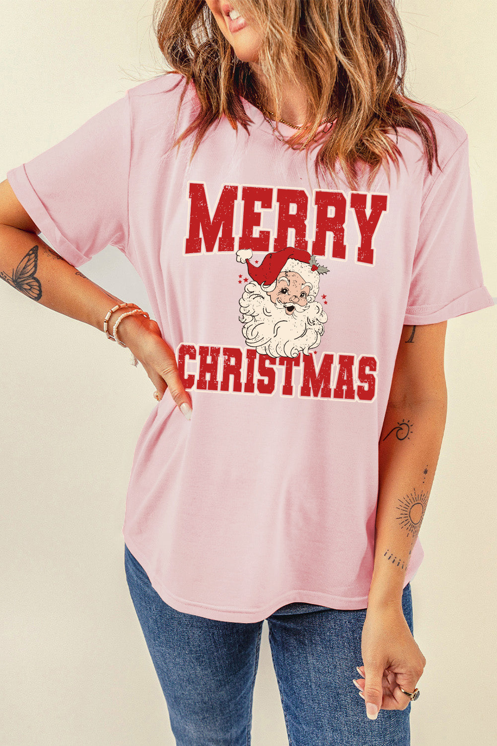 MERRY CHRISTMAS Santa Claus Printed T Shirt