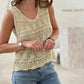 V Neck Textured Hollow-out Sweater Vest