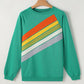 Rainbow Colorblock Striped Pullover Sweatshirt