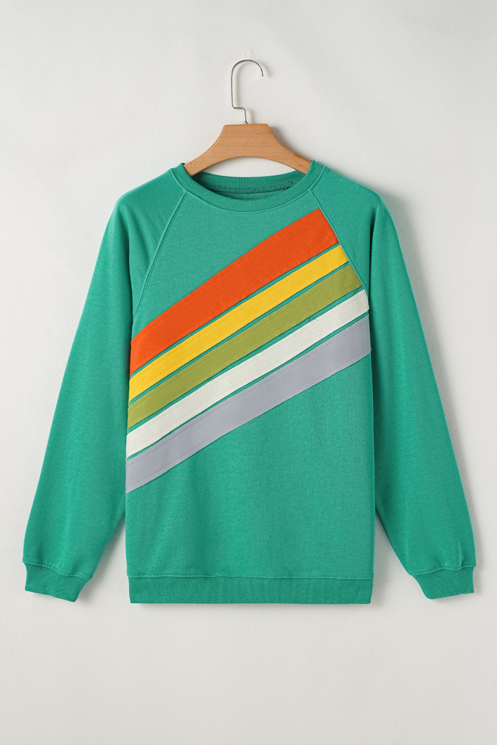 Rainbow Colorblock Striped Pullover Sweatshirt