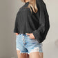 Cording Drop Shoulder Puff Sleeve Casual Long Sleeve Top