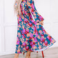 Floral Print Square Neck Ruffled High Waist Dress