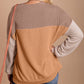Color Block Long Sleeve Ribbed Loose Top