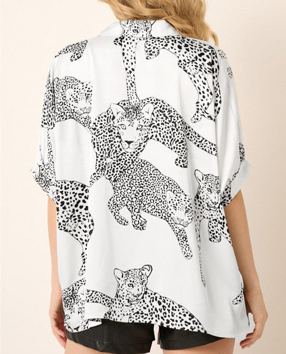 Cheetah Print Buttoned Half Sleeve Shirt