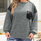 Sequin Patchwork Long Sleeve Plus Size Top