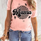 Mama Checkered Print Crew Neck T Shirt