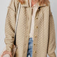 Solid Color Quilted Puffer Buttoned Shacket