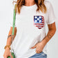 American Flag Sequin Pocket Patched T Shirt