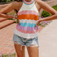 Wavy Striped Print Textured Knit Sleeveless Sweater Top