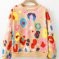 Multicolor Leopard Printed Drop Shoulder Pullover Sweatshirt