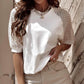 Pointelle Lace Half Sleeve Crew Neck Tee