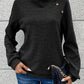 Asymmetric Buttons Detail High Neck Textured Sweatshirt