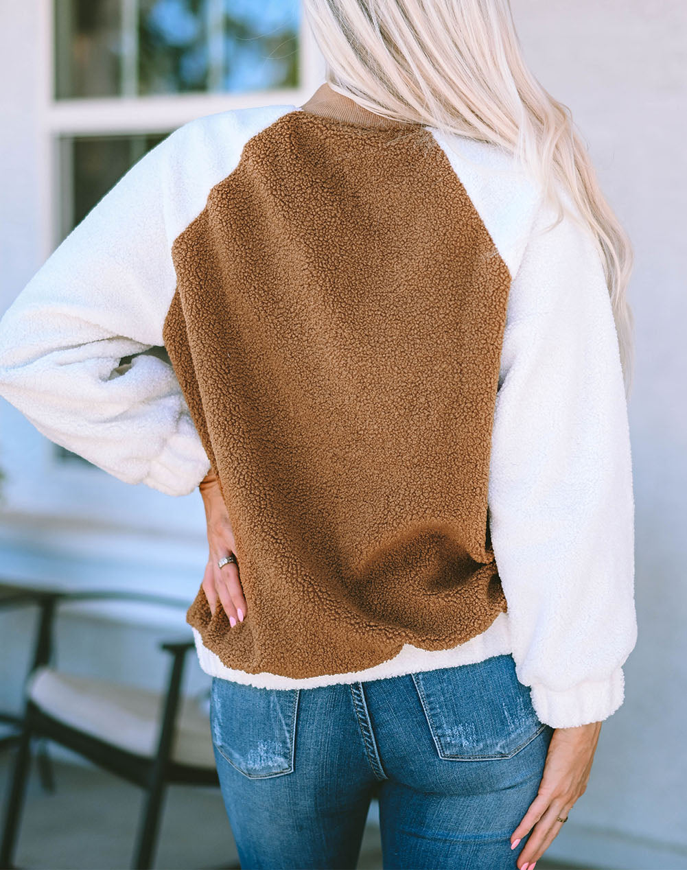 Sleeve Snap Button Sherpa Jacket